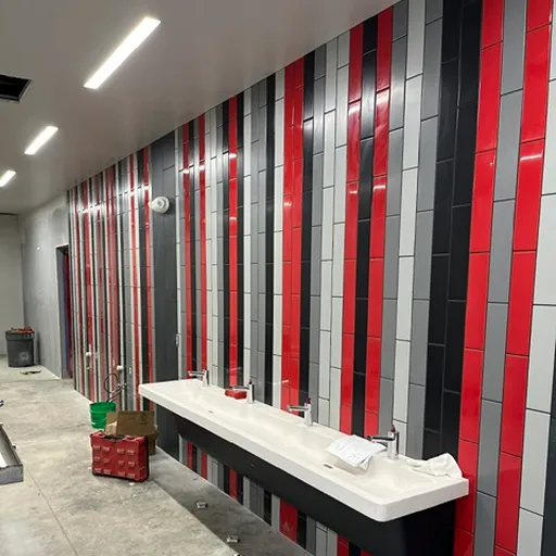 Dodger stadium locker room tile wall and sink